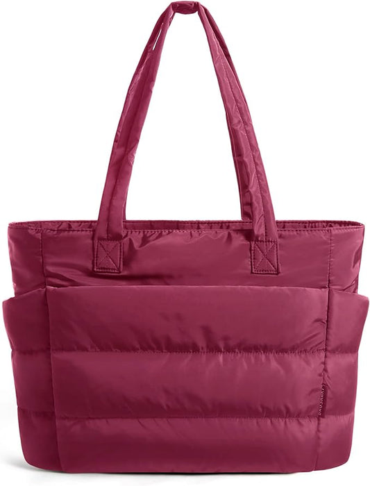 BAGSMART Tote Bag for Women, Lightweight Puffy Tote Bag with Compartments Shoulder Bag Handbag for Travel, Work, Gym