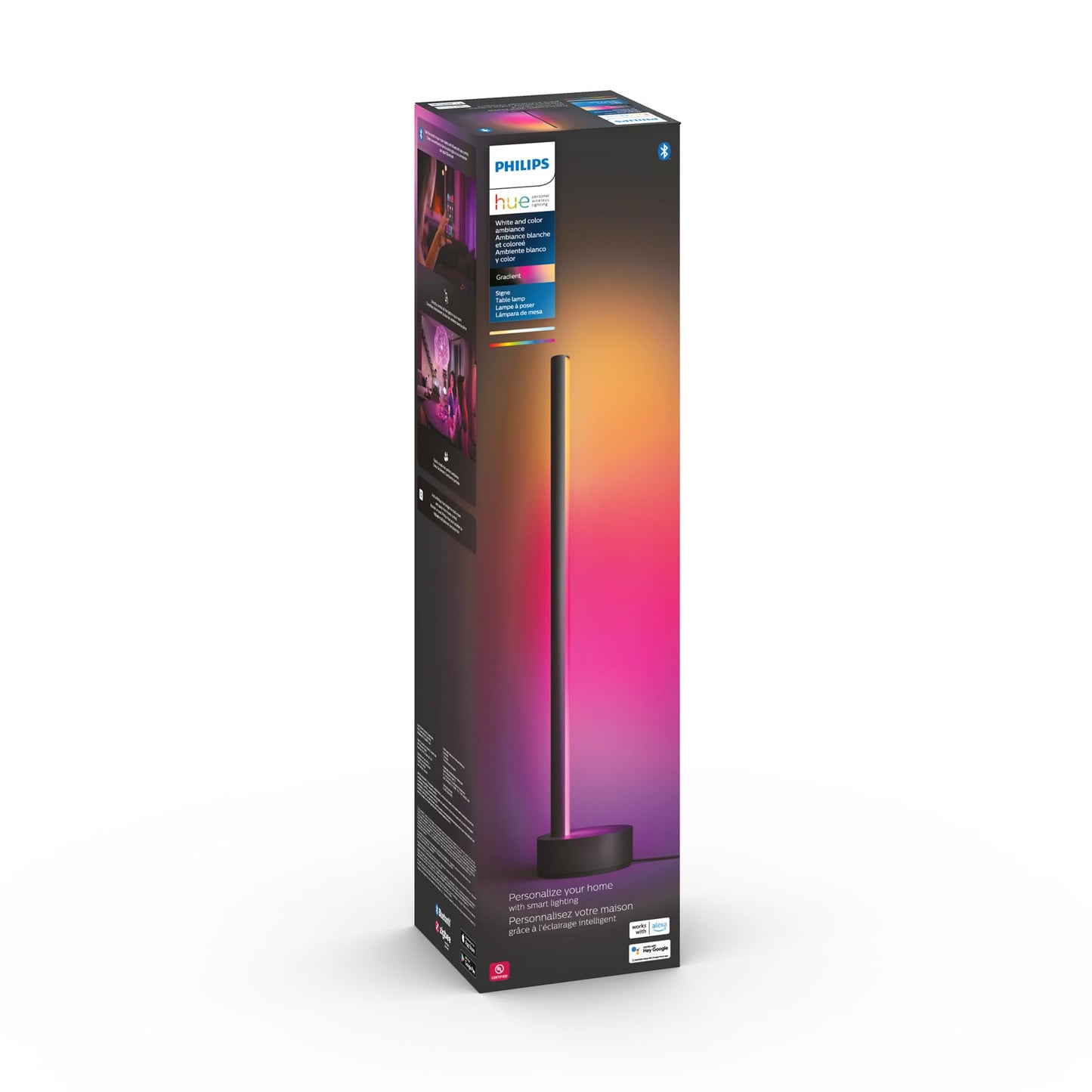 Philips Hue Signe Smart Table Lamp, Black, 1 Pack, White & Color Ambiance LED Color-Changing Light, Control LED Lamp with Hue App, Works with Alexa, Google Assistant, Apple HomeKit