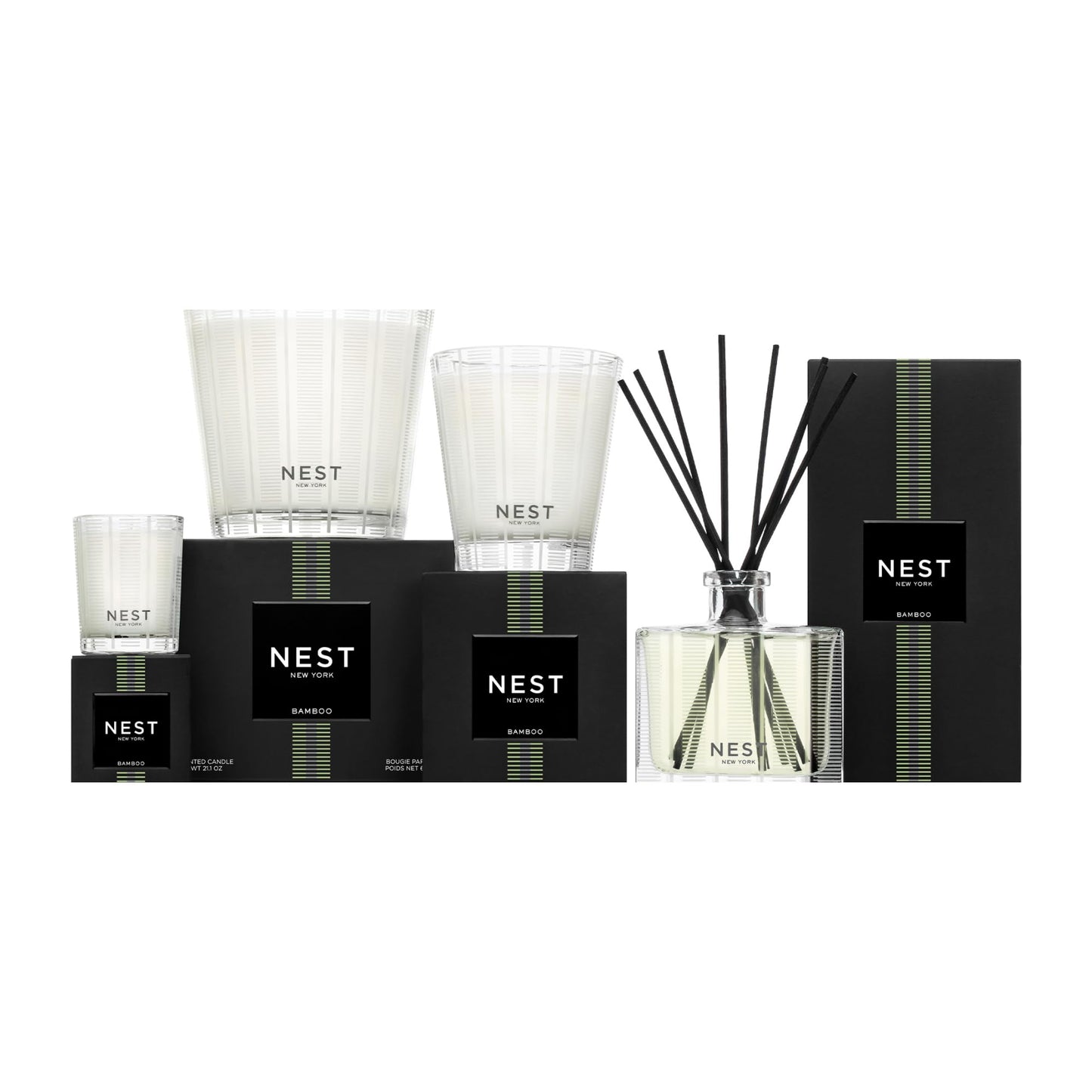 NEST New York Scented Classic Candle, Bamboo - 8.1 oz - Up to 60-Hour Burn Time - Reusable Glass Vessel