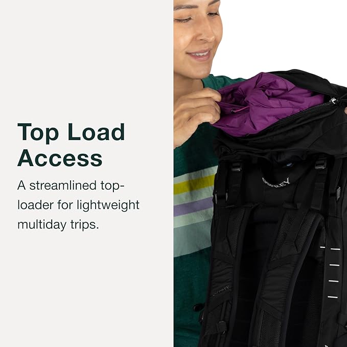 Osprey Tempest 44L Women's Lightweight Hiking Backpack - Daypack for Travel & Camping, Red Pampas/Coal Grey, M/L