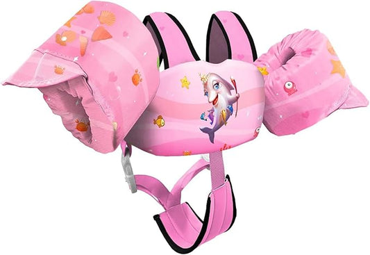 Chriffer Kids Swim Vest Life Jacket for 30-55 Pounds Boys and Girls, Toddler Floaties with Shoulder Harness Arm Wings for 2,3,4,5,6,7 Years Old Baby