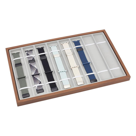 PH PandaHall 8-Slot Watch Band Organizer, Wooden Watch Strap Storage Case Watches Band Box Display Tray with Clear Acrylic Lid for Men Women Home Store Holiday Gifts, 16x10x0.87 inch