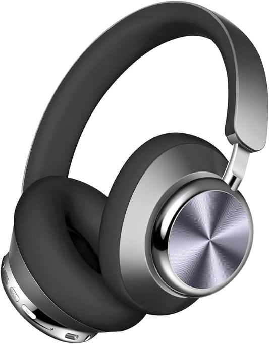 Wentronic Y03 Bluetooth Headphones Wireless Active Noise Cancelling Over Ear Headphones 48 Hours Playtime High Sound Quality 6 EQ Music Mode Headphones with Soft Ear Cushion - Grey