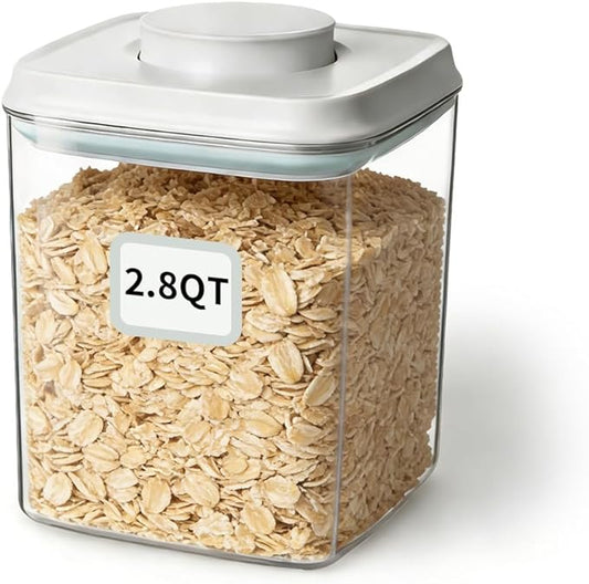 EQI Airtight Food Storage Container with One-Touch Lid, 2.8 QT / 2.65 L Stackable BPA-Free PET for Coffee, Sugar, Spices & Pantry Organization.