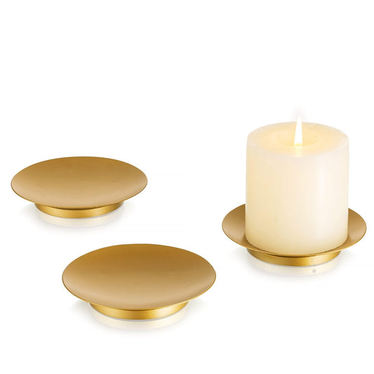 Inweder Iron Pillar Candle Holder: 4.25" Gold Candle Tray and Plate