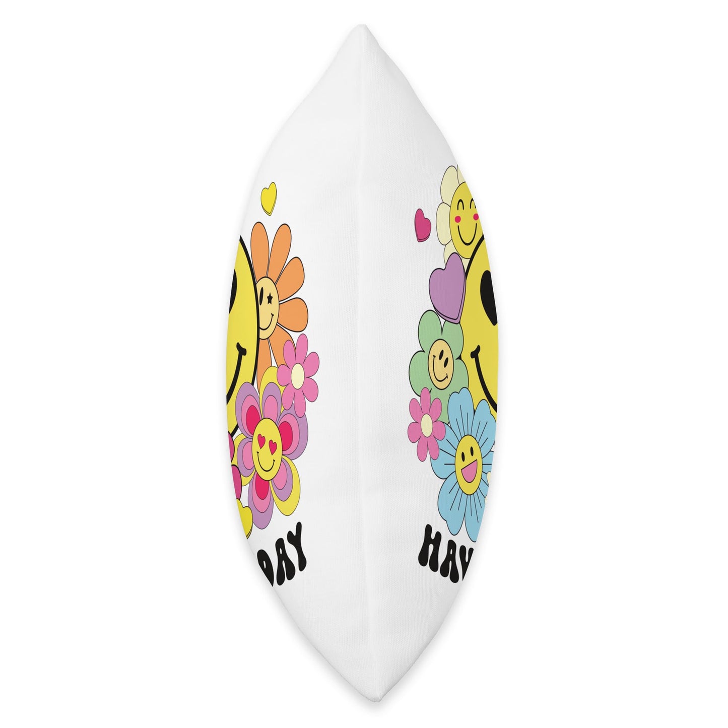 Have A Nice Day Yellow Smile Face Flowers Kids Toddler Girls Throw Pillow