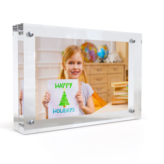 MIRA-K | Crystal Memories | Acrylic Picture Frame 4x6 with Magnetic Closure | Lucite Photo Frame for Tabletop | Decorative Display for Tickets, Postcards and Awards