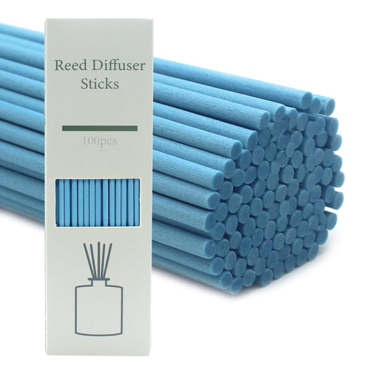 100PCS Aromatherapy Volatile Sticks，Reed Diffuser Sticks 3mm in Diameter, Rattan Wood Sticks Essential Oil Aroma Diffuser Sticks Refill Replacement for Aroma Fragrance (Blue, 8 in)