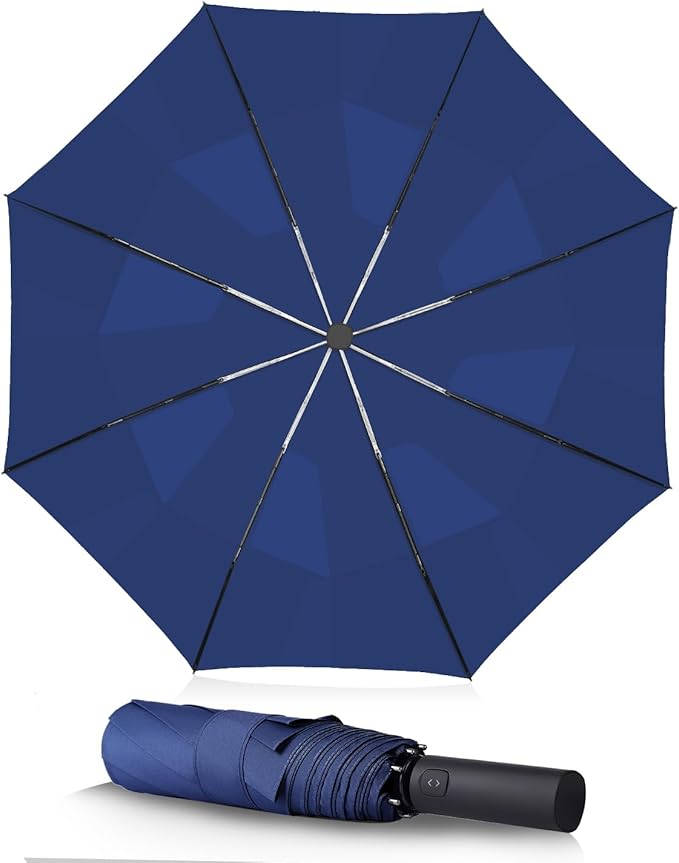 BAODINI Windproof Umbrella for Rain Folds Easily Automatic Open Close 46 inch Compact Travel Portable Umbrella for Men and Women