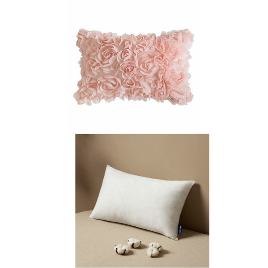 MIULEE Spring Romantic Stereo Chiffon Rose Flower Pillow Cover with New Pillow Inserts 12x20