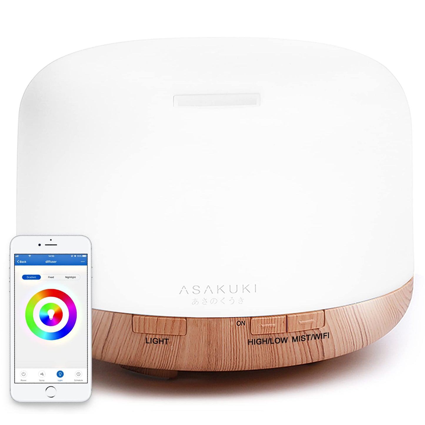 ASAKUKI Smart Wi-Fi Essential Oil Diffuser, App and Voice Control Compatible with Alexa, 500ml Aromatherapy Humidifier for Relaxing Atmosphere in Home Office Bedroom (Light Brown)