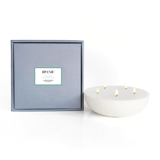 Blueme Focus Candle Refill | Eucalyptus & Lime | 5 Wick - Contains Essential Oil, Sustainable, Hand Finished, Hand Poured, Luxury Refill, Natural Cotton Wick, Soy-Wax Blend | Giant 45 oz