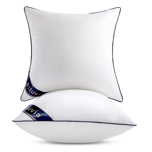 Siluvia 20"x20" Pillow Inserts Set of 2 Decorative Square Square Throw 20 Pillows with 100% Cotton Cover for Sofa, Couch, and Bed - White