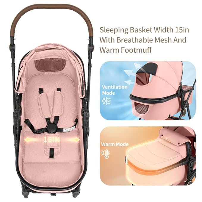 Premium High Chair Stroller: Reversible Seat for Bonding & Ultra-Smooth Fold (Brown)