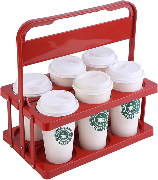 musbus Reusable Drink Carrier with Handle for Food Delivery Drivers, Portable Cup/Coffee Holder Accessories for Delivery, Foldable Drinks Caddy with Tray, Car Durable Plastic Festive Bottle, Vacation