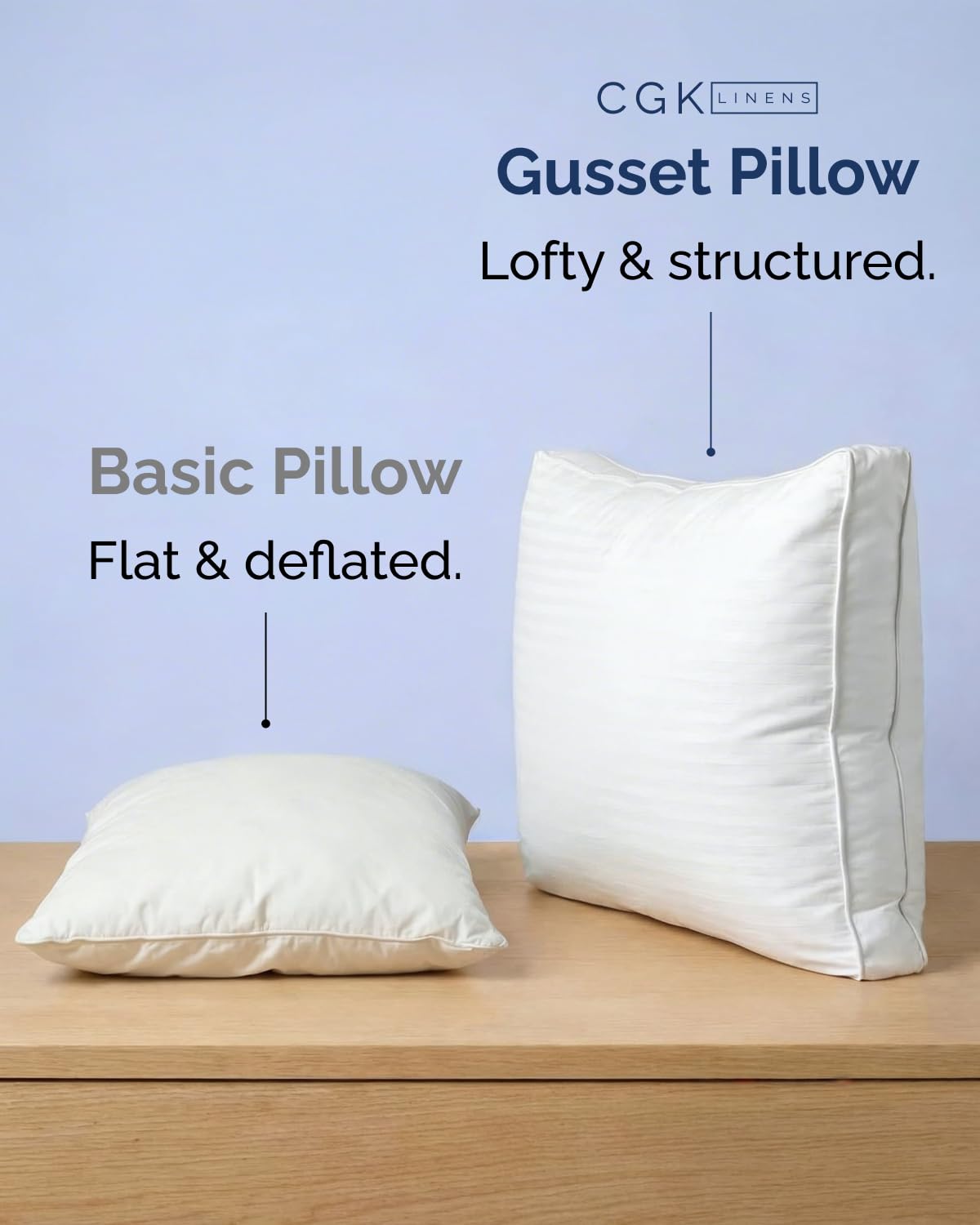 Bed Pillows for Sleeping Standard Size Set of 2 - Super Soft & Fluffy w/ Down Alternative Filling - Hotel Luxury Quality, Gusseted Pillow for Back, Stomach & Side Sleepers - Comfy & Breathable - White
