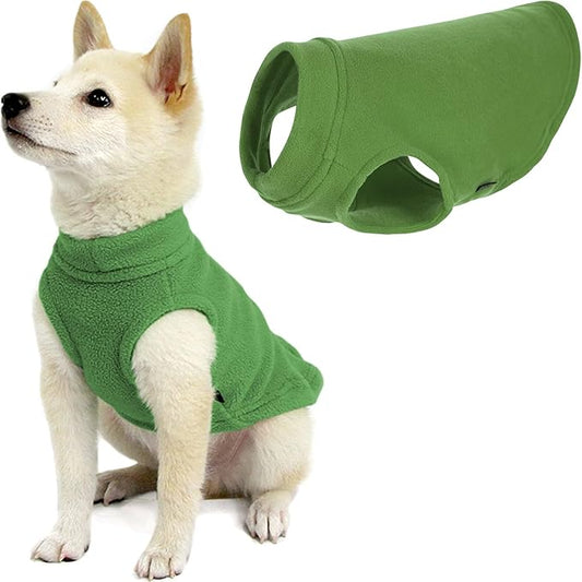 Gooby Stretch Fleece Vest Dog Sweater - Grass Green, Small - Warm Pullover Super Stretchy Fleece Dog Jacket for Small to Large Dogs
