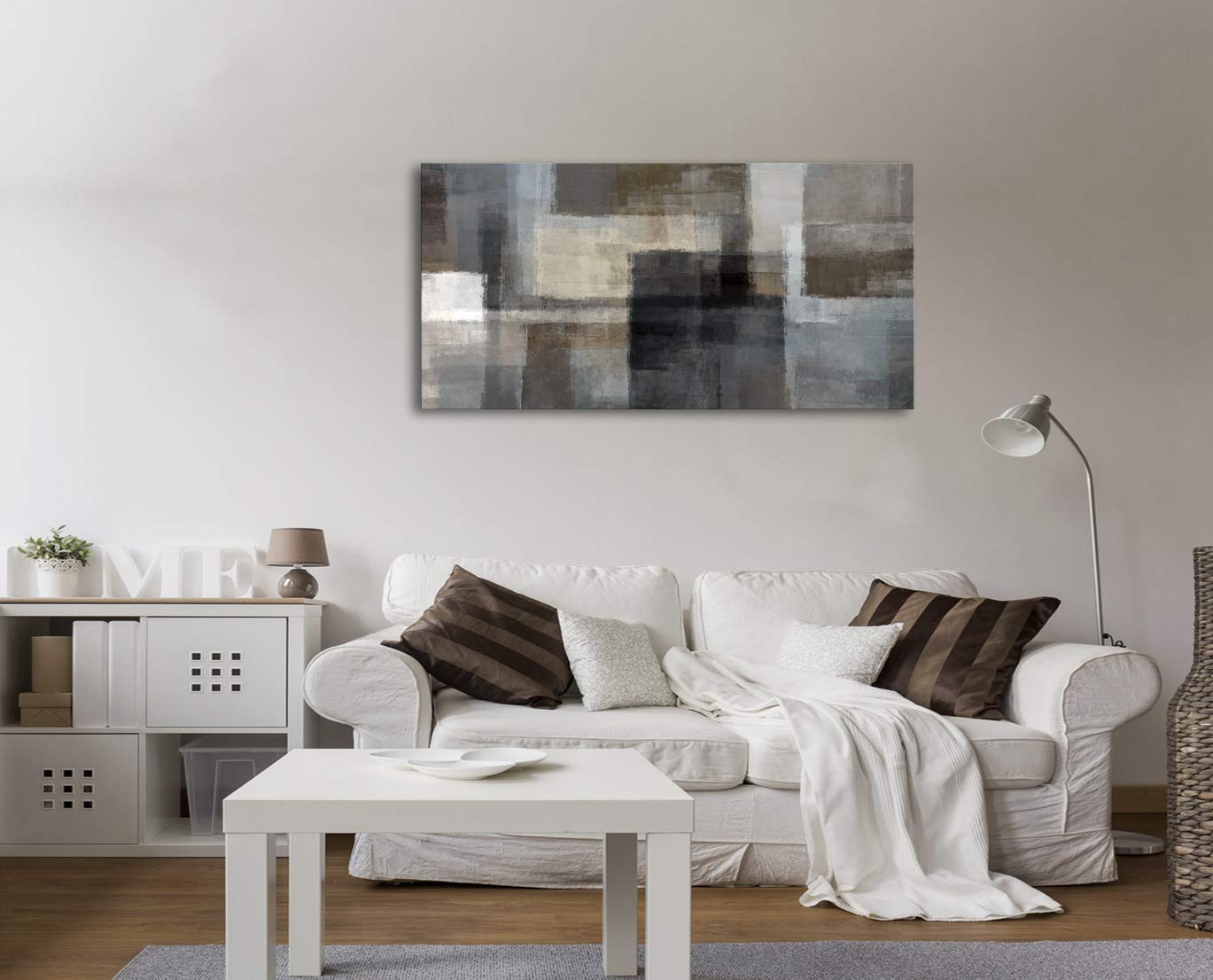 Cao Gen Decor Art A62450 Canvas Prints Abstract Wall Art Print Paintings Grey and Brown Home Decor Framed Ready to hang for Living Room Bedroom and Office Home Kitchen Artwork