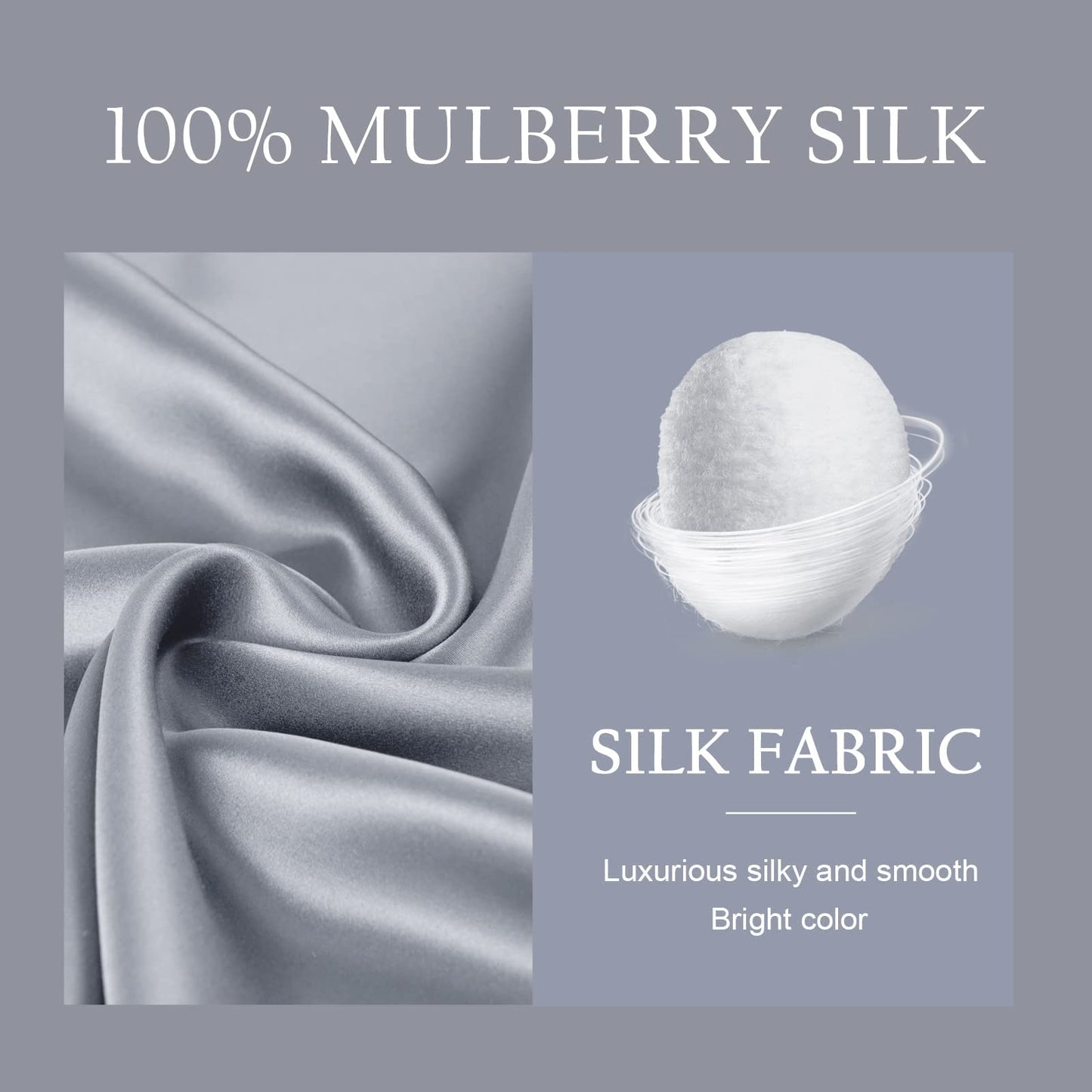 OLESILK Silk Body Pillowcase 20x54 Zippered: 100% Mulberry Silk for Hair and Skin, Breathable and Soft for Pregnant and Family, Silver Grey