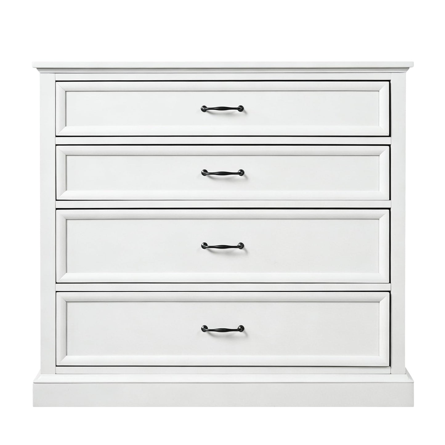 Harper & Bright Designs 4 Piece Bedroom Set, Rustic Queen Size Bedroom Furniture Sets with Storage Nightstands and 1 Dresser, Bedroom Furniture Sets with Wood Platform Bed Frame for Bedroom, White