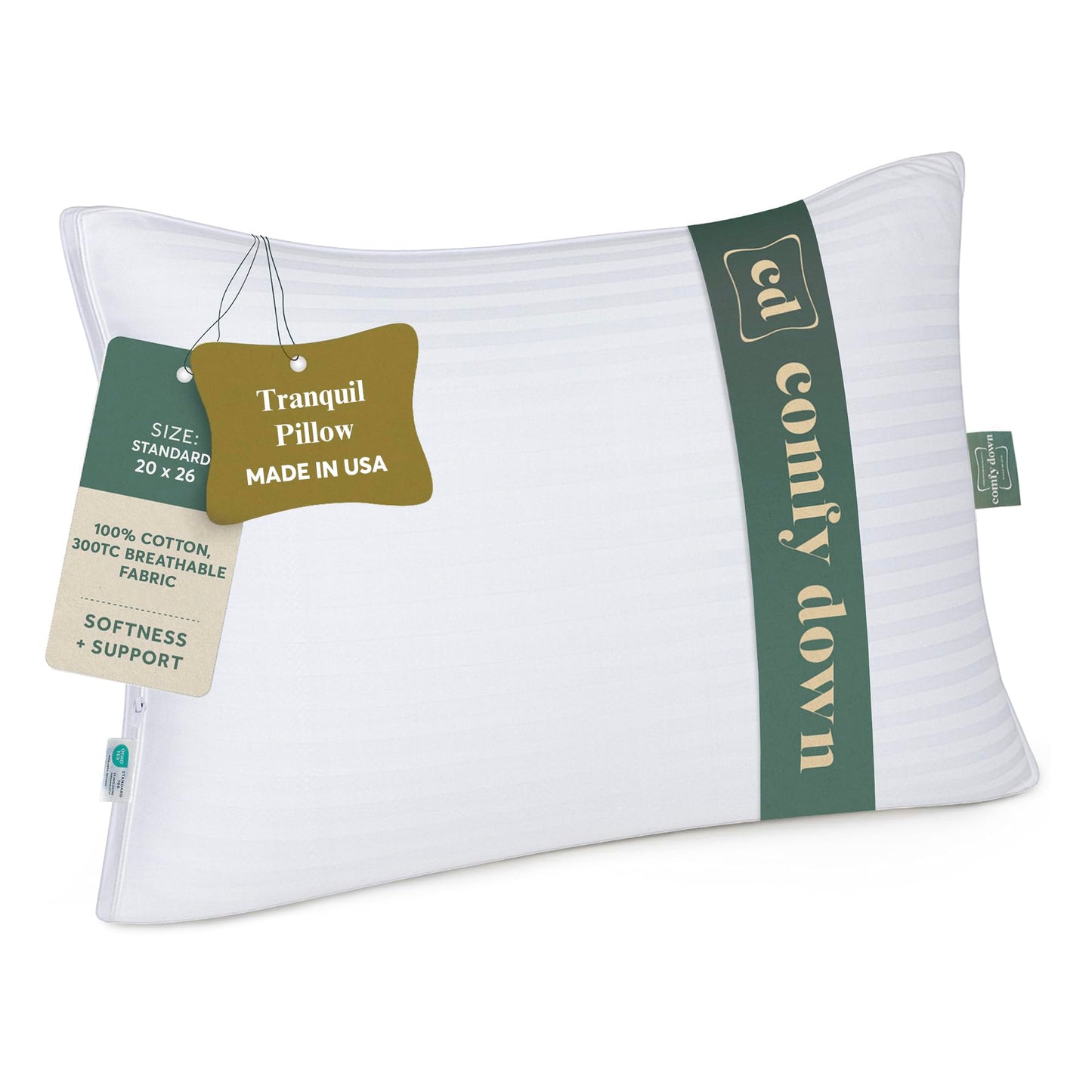 ComfyDown Gusseted Down Alternative Pillow for Sleeping — Full Support & Adjustable Firmness with Zipper, 100% Cotton Cover, Breathable Design, Holds Shape for Side, Back & Stomach Sleepers-Twin