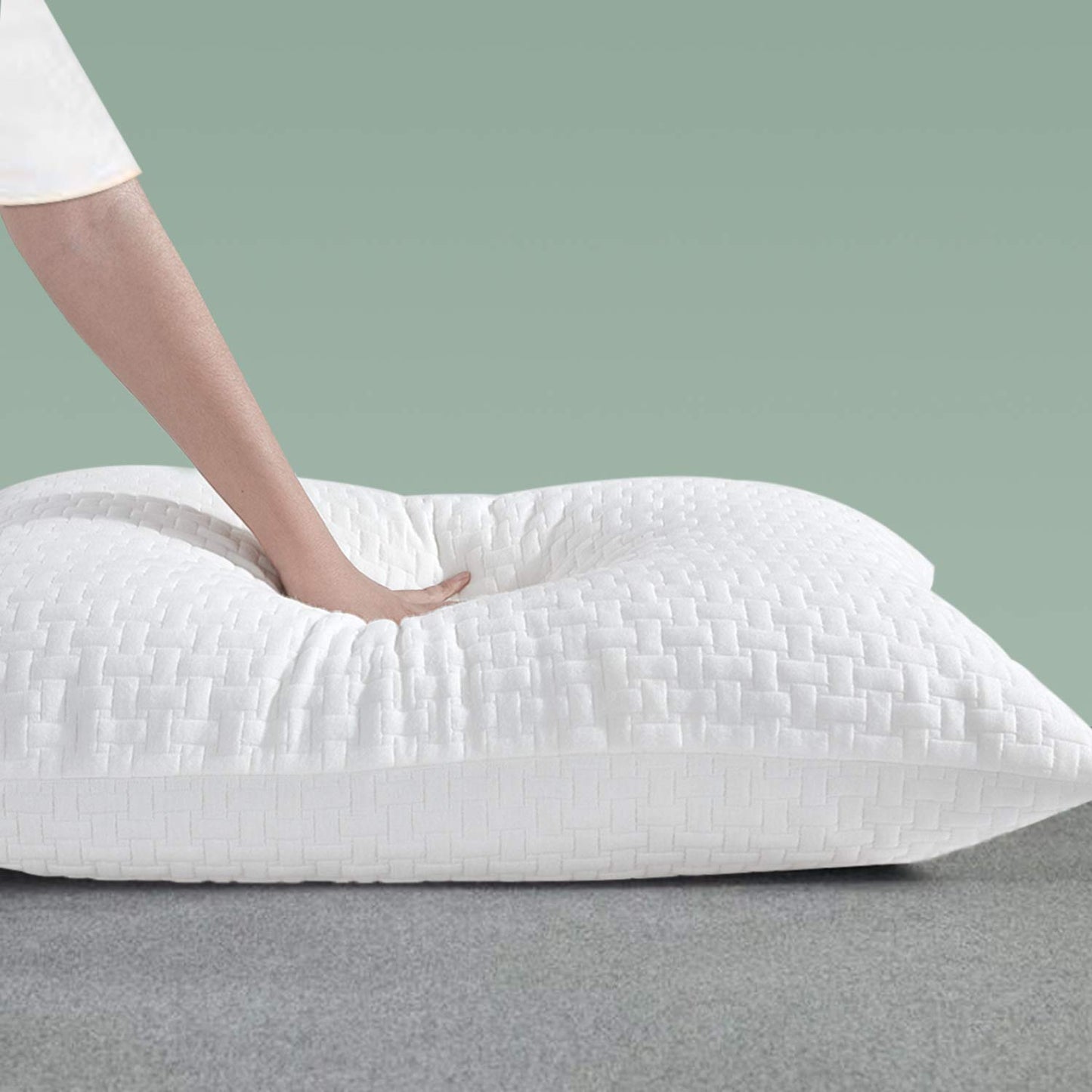 HOMBYS 2 Pcs Extra Firm Bed Pillows for Sleeping, Shredded Memory Foam Pillows Queen Size, for Side, Back, Stomach Sleepers, 40% Viscose Derived from Bamboo Cooling Cover