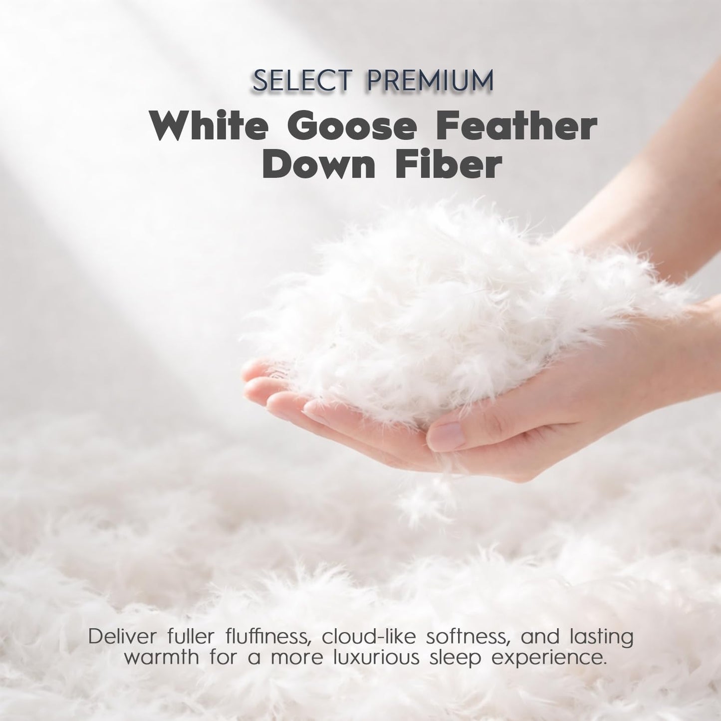 Ubauba Goose Feather Down Fiber Pillows Queen Size Set of 2, Supportive Gusseted Luxury Hotel Pillow, Comfortable Bed Pillow for Sleeping, Cloud-Soft Pillow for Side, Back & Stomach Sleepers, 20x30 in