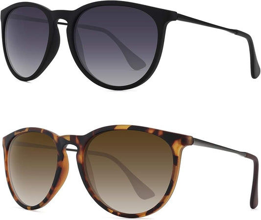 Retro sunglasses womens 2024 trendy round classic glasses