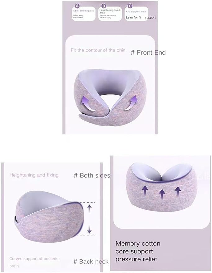 Kids Memory Foam Travel Neck Pillow, 360° Support,Travel U-Shaped Airplane Pillow, Foldable，Suitable for Commuting, Flying, Working, and Living at Home (Smoky Purple)