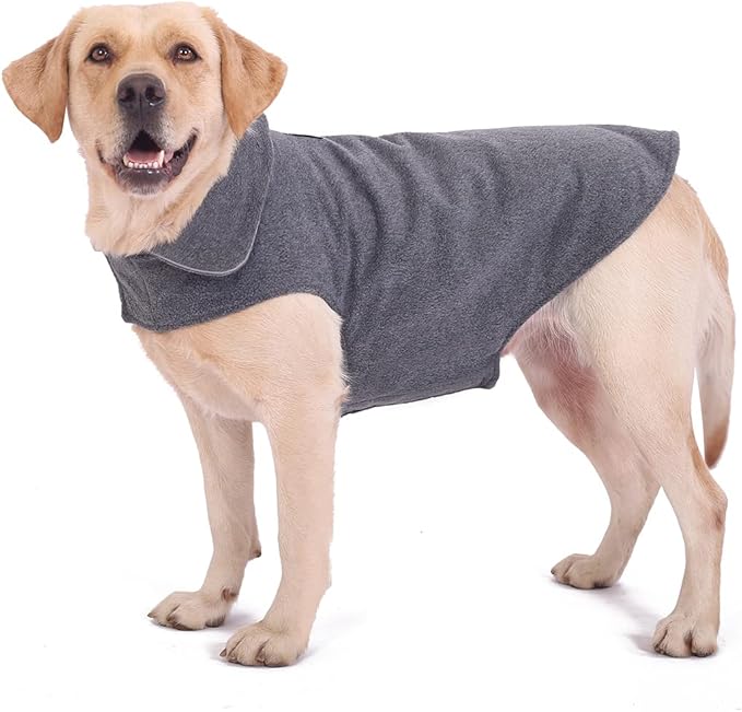 Bonawen Fleece Dog Coat Reflective Cold Weather Dog Jacket Apparel for Extra Large to Small Pets(Grey,3XL)