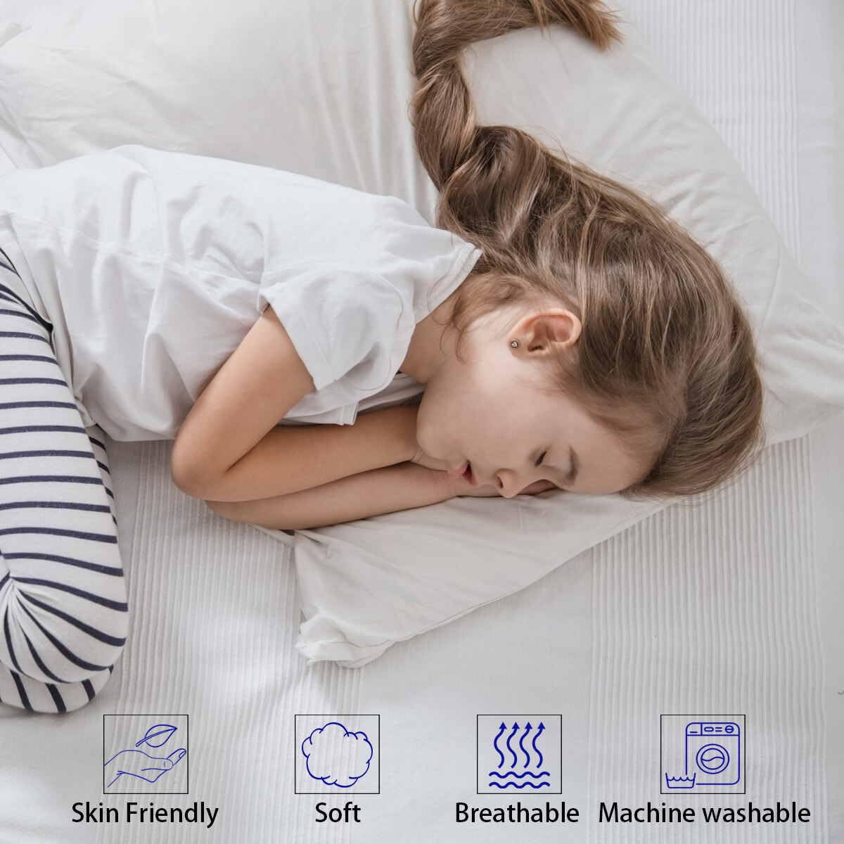 iFaon Thin Flat Slim Ultra Soft Bed Pillows Queen Size Set of 2 Pack for Sleeping, Bed Pillow for Stomach Back and Side Sleepers, Machine Washable 20x28 inches