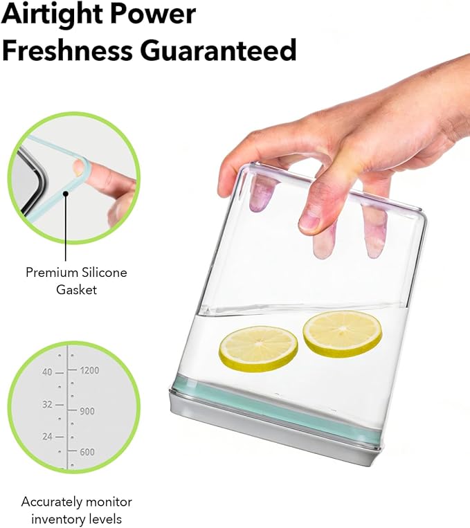 EQI Airtight Food Storage Containers Set with One-Touch Lid, 6-Piece Multi-Size Set (0.6, 1.3, 1.9Qt)*2 Stackable Durable PET for Flour, Cereal, Snacks & Complete Pantry Organization