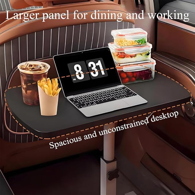 Portable Car Seat Tray Table, Multi-Functional Foldable Car Desk, RV Folding Table, Desk Computer Workstation for Motorhome, Car Computer Desk for Working, Eating (White, 18.9" Lx9.4 W/48x24cm)