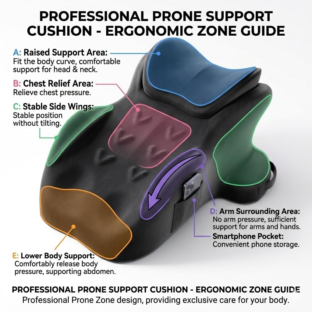 Extra Large Ergonomic Positioning Wedge Pillow, High-Density Memory Foam Support Cushion for Body Support, XL 26" x 20" Size, Multi-Functional Lounge Pillow with Side Pocket & Dual Handles (Black)