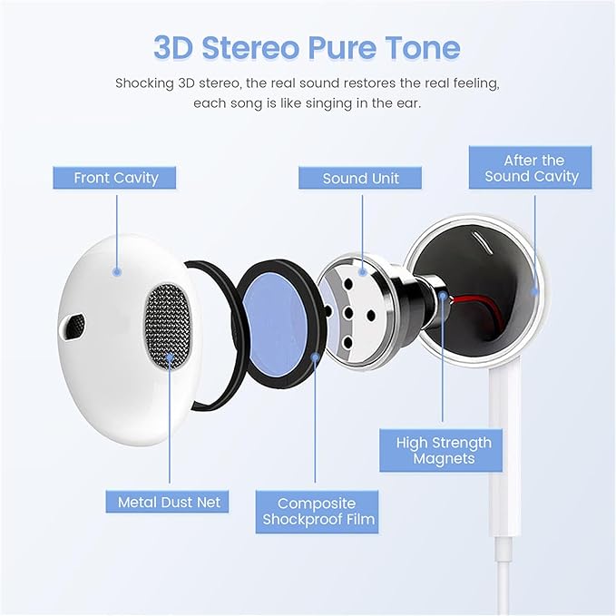 USB C Headphones for iPhone 17, Type C Earbuds Wired Earbuds with Microphone & Remote Control Noise Cancelling Earphones, Compatible with iPhone 17 Pro Max, iPad Pro, Most USB C Jack Devices