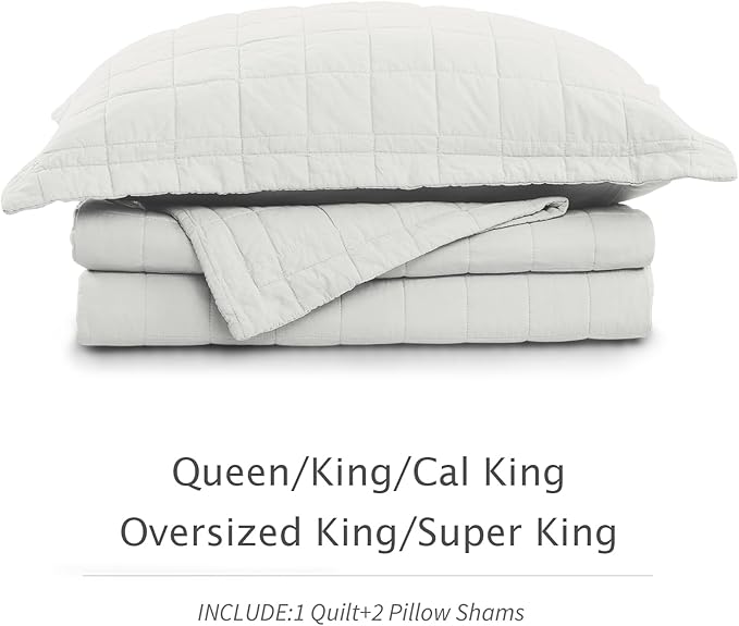 100% Cotton Quilt Sets Queen Size- Soft Lightweight Quilt Bedding Set for Bedroom Decor- Bedspread in Geometric Pattern with 2 Pillow Shams for All Season, 90x98 inches