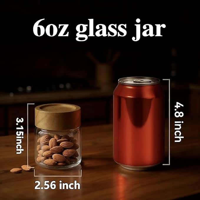 Zoaiirte 2-Pack 6 oz Glass Canisters with Airtight Sealing Lids - Leakproof Food Mason Jars for Meal Prep, Overnight Oats, Salad Dressings, Yogurt & Spice Storage