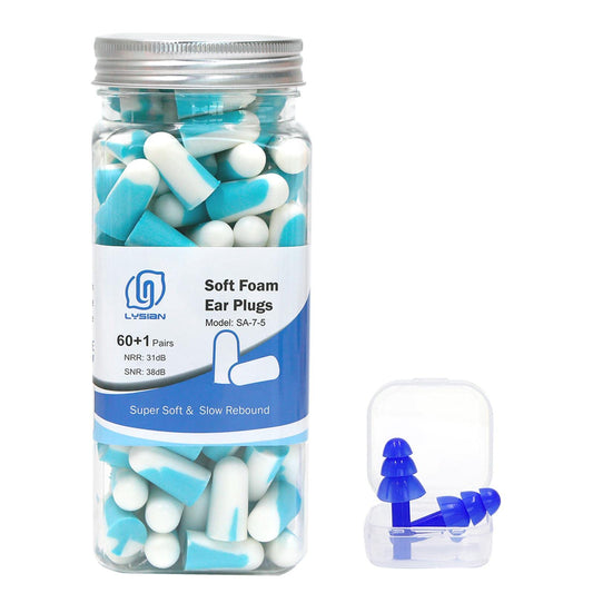 LYSIAN Ultra Soft Noise Cancelling Earplugs for Sleep, Disposable Foam Ear Plugs for Sleeping, Snoring, Shooting, Deep Focus & All Loud Sound - 60 Pairs|SNR 38dB Noise Reduction|Hearing Protection