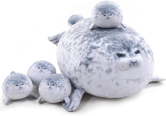 LUXSIT 20 Inch Chubby Blob Seal Pillow with 4 Babies, Large Seal Plush Pillow, Soft and Cute Seal Stuffed Animal Toy for Kids and Adults, Great Gift Idea for Christmas, Birthdays and Anniversaries