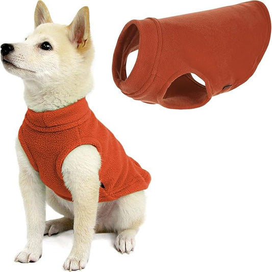 Gooby Stretch Fleece Vest Dog Sweater - Pumpkin, Small - Warm Pullover Super Stretchy Fleece Dog Jacket for Small to Large Dogs