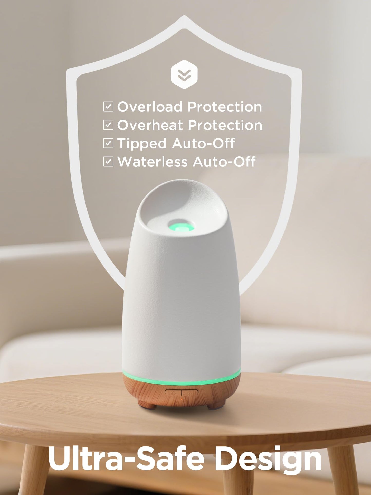 InnoGear 150ml Ceramic Oil Diffuser, Handcrafted Stone Essential Oil Diffuser Aromatherapy Diffusers Ultrasonic Cool Mist Humidifier Vaporizor 2 Mist Modes for Room Home, White Slope Cut Ceramic