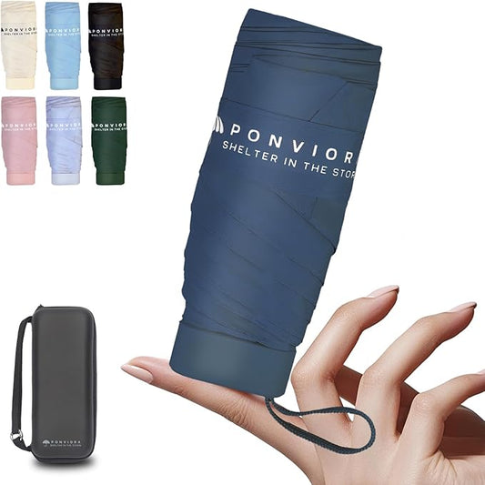 Compact Mini Windproof Travel Umbrella-UPF 50+ Sun & Rain Protection, Small Folding Design Fits in Pocket or Purse, Lightweight Portable with Case for Women, Men & Kids