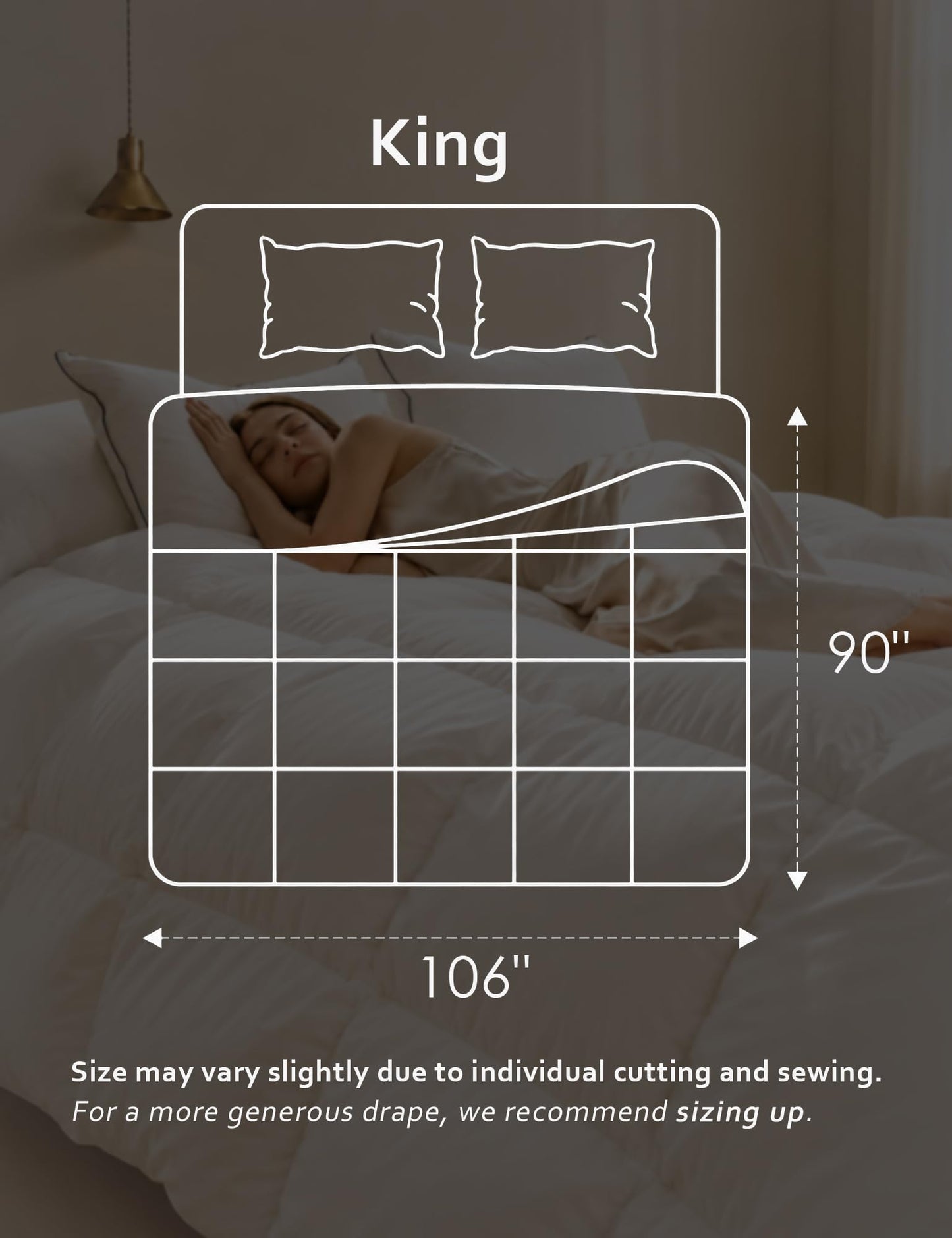 DWR Luxury King Down Feather Fibers Comforter, Ultra-Soft Cotton Blend Fabric, Medium Weight for All Season Hotel Style Fluffy Duvet Insert with Ties (106x90 Inches, White)