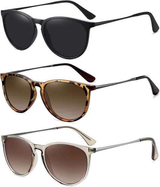 Retro sunglasses womens 2024 trendy round classic glasses