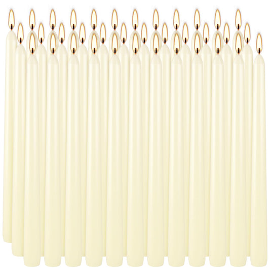 YOROXRG 36 Pack Ivory White Taper Candles, 7-8 Hours Burn Time, Unscented, Smokeless and Dripless, 0.8 x 10 Inch Dinner Candle Set for Household, Wedding, Party and Home Décor Candlesticks