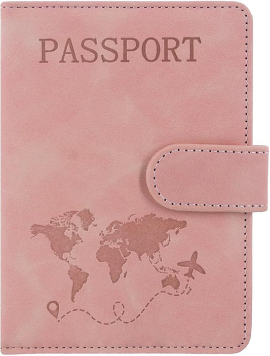 ACdream Passport Holder for Travel Essentials, Rfid Blocking Passport Wallet Cover Case for Travel Must Haves Accessories, Book Holders for Women/Men, Pink
