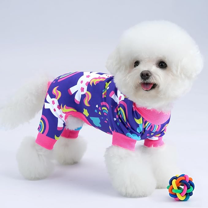 XPUDAC 4 Pieces Dog Pajamas Stretchy Dog Pjs Soft Cute Doggie Clothes for Small Medium Dogs Boy Girl Cats Pet Outfits, XX-Large
