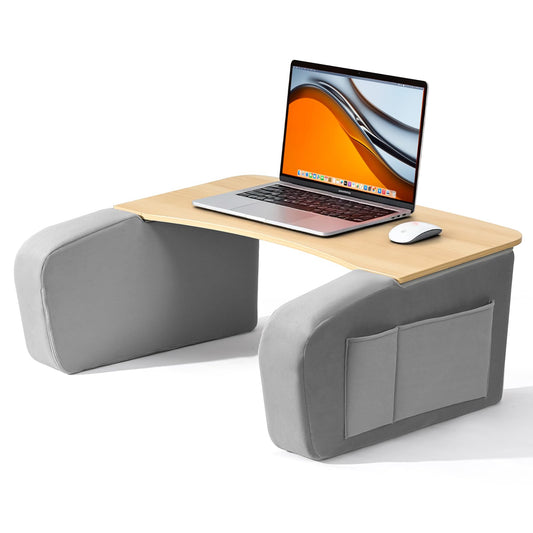 Lap Desk for Adults with Arm Rests,Ergonomic Laptop Pillow Stand for Bed,Couch,Floor,Large Table for Long Hours Work,Eating,Gaming,Reading and Writing,Wood Lap Laptop Desk for College Dorm Room