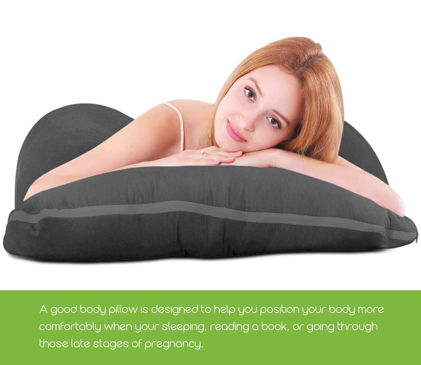 COSMOPLUS 𝐏𝐫𝐞𝐠𝐧𝐚𝐧𝐜𝐲 𝐏𝐢𝐥𝐥𝐨𝐰 𝐂𝐨𝐯𝐞𝐫 U Shaped Full Body Pillow Case 𝐂𝐨𝐯𝐞𝐫 for Maternity,Stretchy Cool Breathable Jersey Fabric, Provides Sleep and Pregnancy Support,Heather Grey