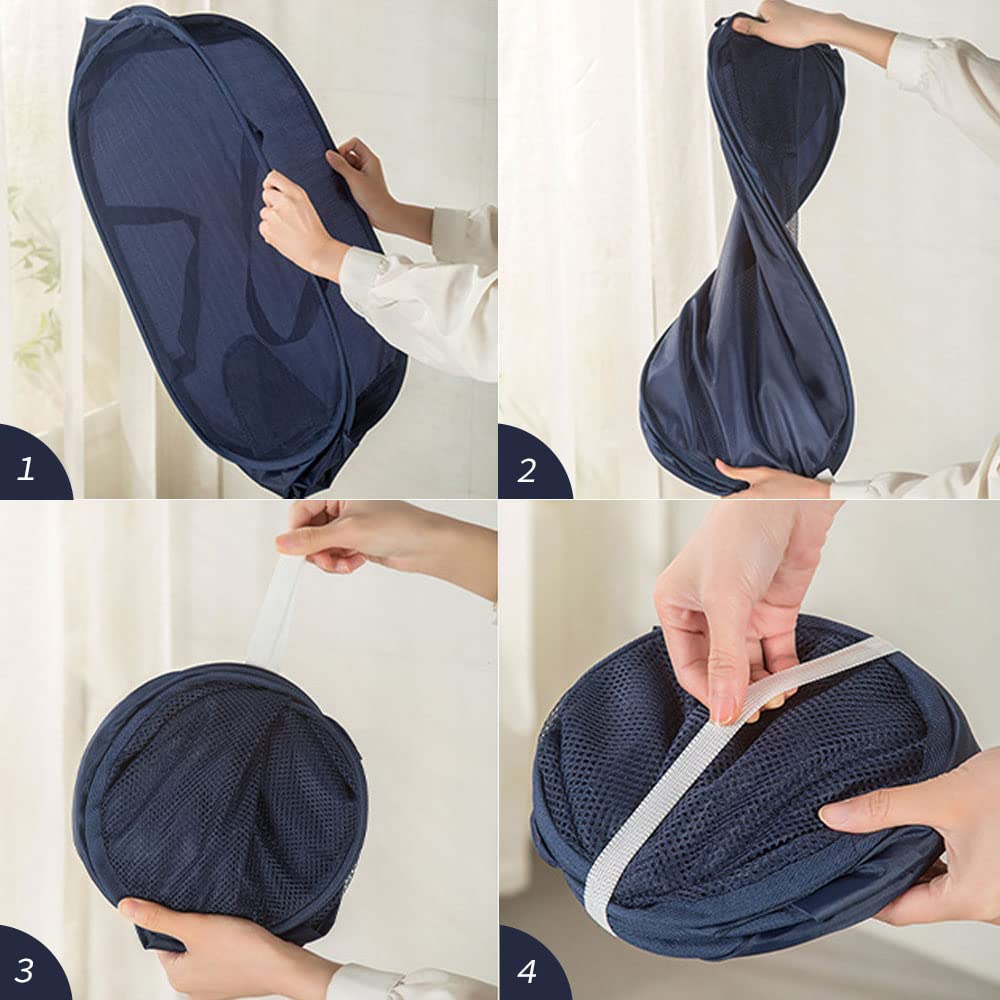 LATERONON 2 Pcs Mesh Popup Laundry Hamper, Opening Laundry Basket,Popup Laundry Basket with Durable Handles,Foldable Pop-up Mesh Hamper Dirty Clothes Basket for Clothes & Laundry-Home Organization